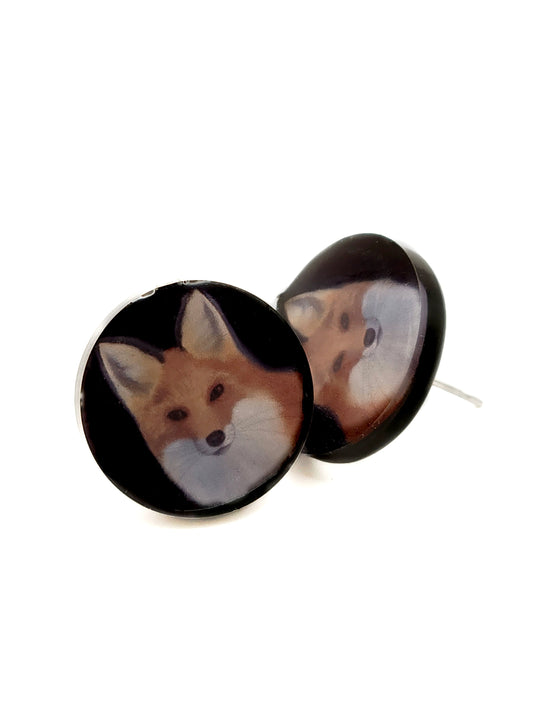 Kettu-nappikorvakorut (epoksi) Vioris - käsintehdyt korut ja tuotteet