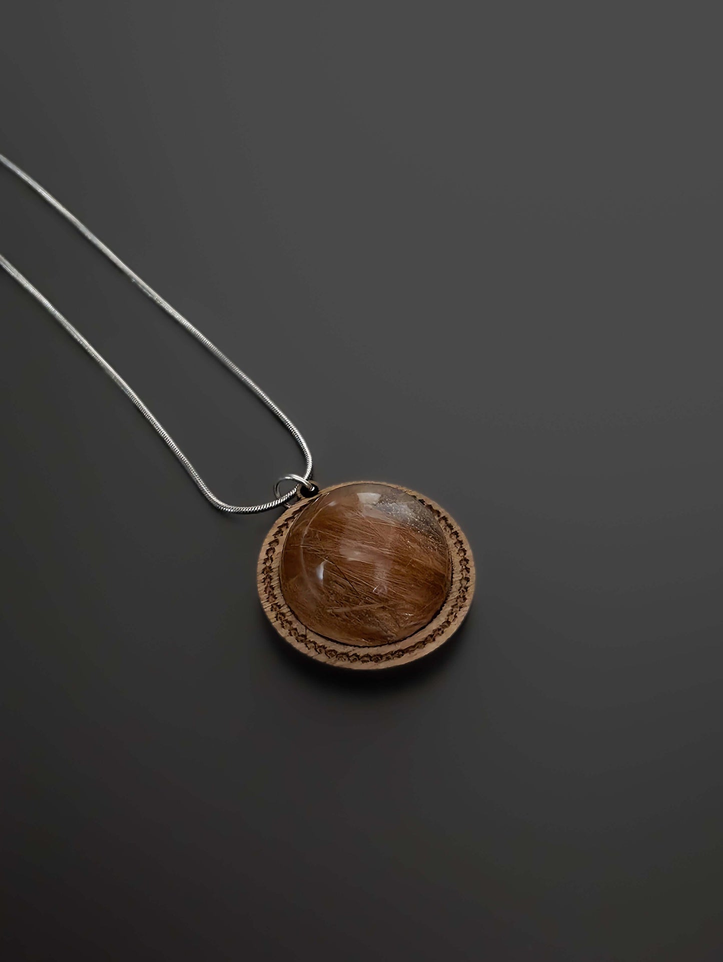 Wooden memorial pendant on chain