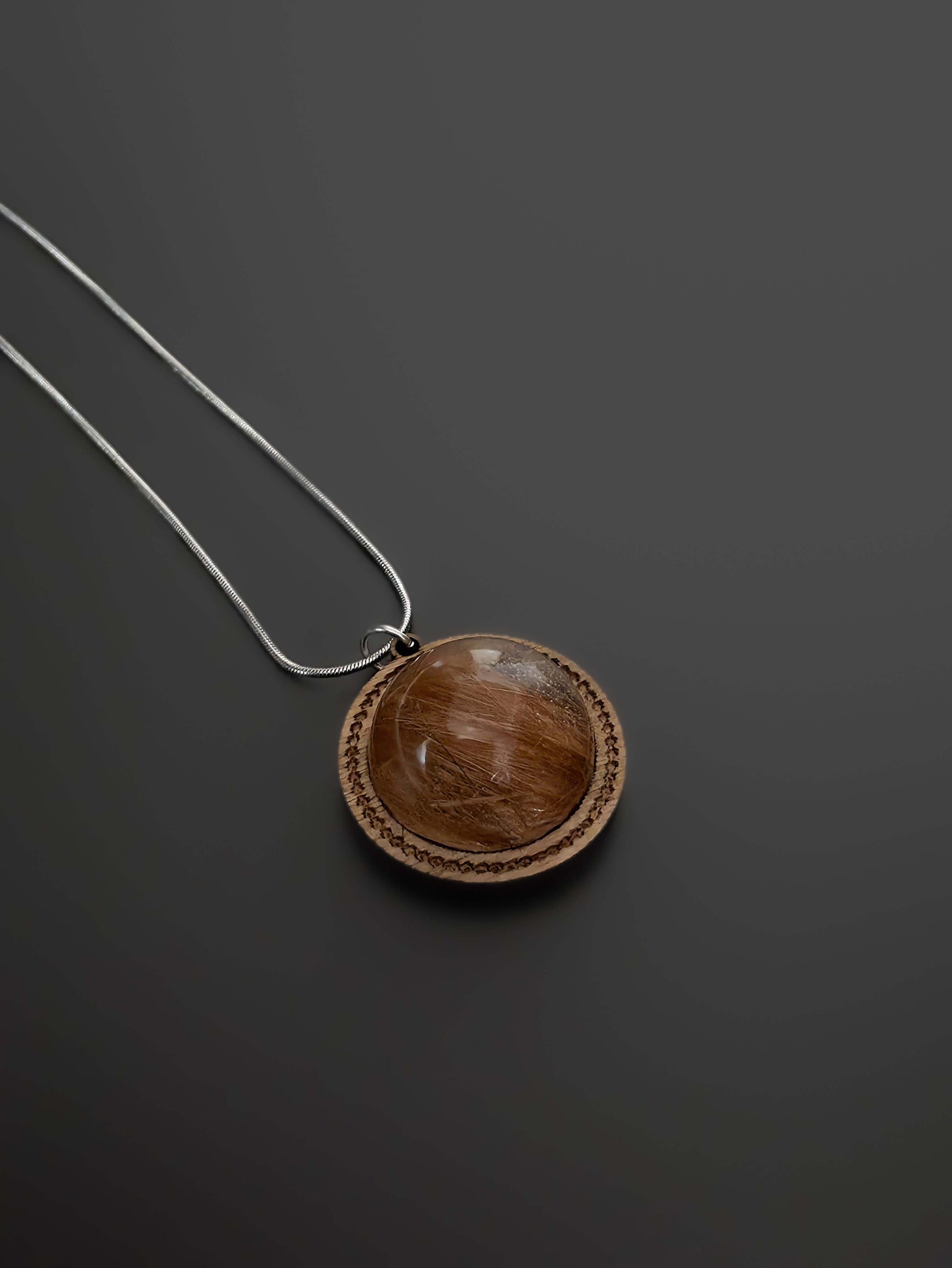 Wooden memorial pendant on chain