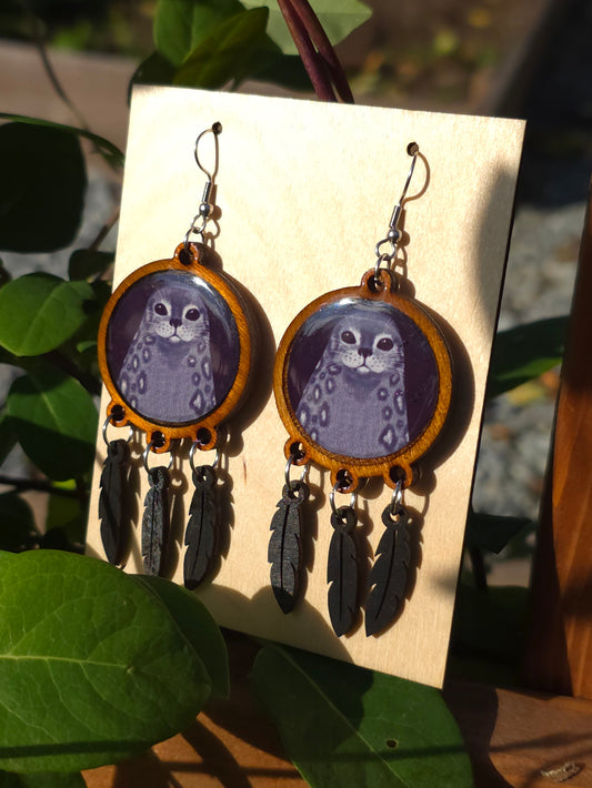 Suuret korvakorut (puu&epoksi) Vioris - käsintehdyt korut ja tuotteet